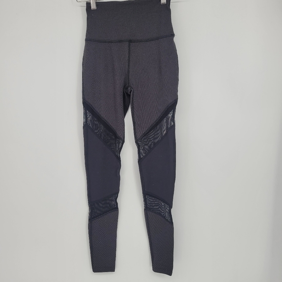 BEYOND yoga high waisted Grey Black Textured Mesh Panel Leggings small - Picture 1 of 8